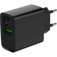 Зарядное устройство GEMBIRD 1xUSB-A, 1xUSB-C, PD+QC3.0 20W Black (TA-UC-PDQC20-01-BK)