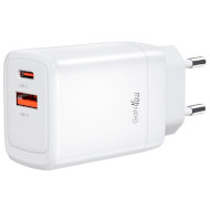 Зарядное устройство XO CE16 1xUSB-A, 1xUSB-C, QC3.0, PD45W White (CE16_WHITE)