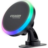 Автодержатель с беспроводной зарядкой ESSAGER Neon 15W Magnetic Wireless Charger Car Phone Holder Black