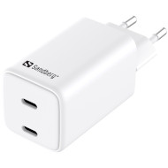 Зарядное устройство SANDBERG Dual USB-C PD65W White (441-56)