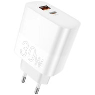 Зарядное устройство WUW C208 1xUSB-A, 1xUSB-C, PD30W White