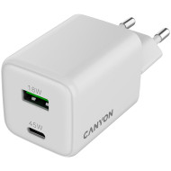 Зарядное устройство CANYON CU45AC GaN 1xUSB-A, 1xUSB-C, 45W White (CNS-CUW45AC)