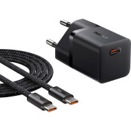 Зарядное устройство BASEUS GaN5 Fast Charger Mini 1C 25W Cluster Black w/Type-C cable (P10110909113-01)