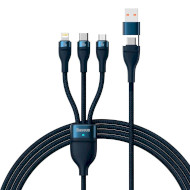 Кабель BASEUS Flash Series II 3-in-2 Fast Charging Data Cable U+C to M+L+C 100W 1.2м Blue (CASS030103)