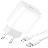 Зарядное устройство DENMEN DC06 1xUSB-C 20W 3.6A White w/Type-C to Lightning cable