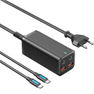 Зарядное устройство VENTION Four-Port 2xUSB-C, 2xUSB-A PD3.0, QC3.0 100W GaN Charger Black w/Type-C to Type-C cable (FBSBG-EU)