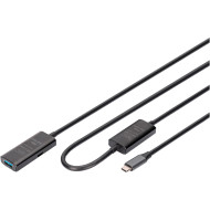 Кабель DIGITUS Active USB 3.2 Gen1 5G USB-C Male to USB-A Female Extension Cable 10м Black (DA-73111)