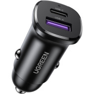 Автомобильное зарядное устройство UGREEN EC305 30W 1xUSB-A, 1xUSB-C Car Charger Black (25845)