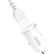 Автомобильное зарядное устройство XO TZ08 2xUSB-A, 2.1A Car Charger White w/Lightning cable (TZ08-L-WH)