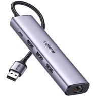 Сетевой адаптер с USB-хабом UGREEN CM475 USB 3.0 to Ethernet Adapter 5-in-1 Multiport Hub (60554)
