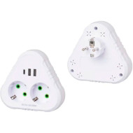 Сетевой разветвитель VOLTRONIC F203 White, 2 розетки, 1xUSB-C, 2xUSB