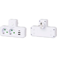 Сетевой разветвитель VOLTRONIC F303 White, 2 розетки, 1xUSB-C, 2xUSB