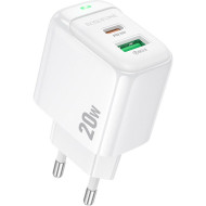 Зарядное устройство BOROFONE BAS44A Potential 1xUSB-A, 1xUSB-C, PD20W, QC3.0 White
