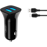 Автомобильное зарядное устройство XO TZ10 2xUSB-A, 2.4A Car Charger Black w/Micro-USB cable (XO-TZ10-MC-BK)