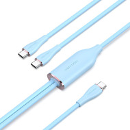 Кабель VENTION 2-in-1 USB-С to Dual USB-C 100W 1.5м Blue (CTMSG)
