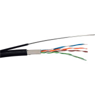 Кабель сетевой для наружной прокладки с проволокой GEAR UTP Cat.5e 4x2x0.51 CCA Black 305м (GEC-UTPCCAOUTSC051305)