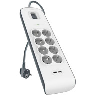 Сетевой фильтр BELKIN Surge Protector White, 8 розеток, 2xUSB, 2м (BSV804VF2M-V2)