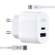 Зарядное устройство XO L97 1xUSB-A, 1xUSB-C, 2.4A, 12W White w/Type-C to Lightning cable (XO-L97-LG)