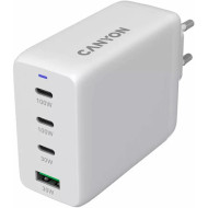Зарядное устройство CANYON CU100ACC GaN 1xUSB-A, 3xUSB-C, 100W White (CNS-CUW100ACC)