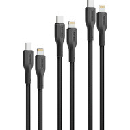 Комплект из 3 кабелей PROMATE CableKit-Ci USB-C to Lightning PD 27W Black