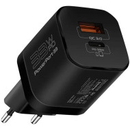 Зарядное устройство PROMATE PowerPort-33 1xUSB-A, 1xUSB-C, QC3.0, PD3.0, 33W GaNFast Black