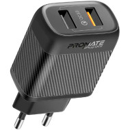 Зарядное устройство PROMATE BiPlug-QC3 2xUSB-A, QC3.0 18W Wall Charger Black