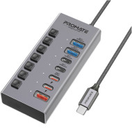 USB-хаб с выключателями PROMATE GegaHub-10G 7-in-1 High-Speed Multi-Port 10Gbps Data & Charging Hub