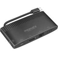 Порт-репликатор PROMATE MediaHub-C6 6-in-1 Highly Versatile USB-C Media Hub with 100W Power Delivery Black