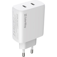 Зарядное устройство COLORWAY GaN Mini 50W 2xUSB-C Dual Quick Charging White (CW-CHS050PD-WT)