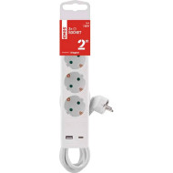 Сетевой фильтр EMOS P1322CU White, 3 розетки, 1xUSB-C, 1xUSB, 2м