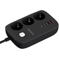 Сетевой фильтр COLORWAY CW-CHE34PDB Black, 3 розетки, 2xUSB-C, 2xUSB, 2м