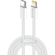 Кабель COLORWAY Fabric Braided Type-C to Lightning 2м White (CW-CBPDCL068-GR)