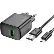 Зарядное устройство HOCO CS21A Rich 1xUSB-A, QC3.0 Black w/Micro-USB cable (6942007609890)