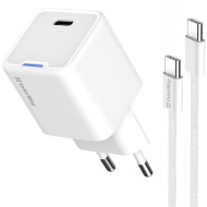 Зарядное устройство COLORWAY GaN Mini 35W 1xUSB-C Fast Charging White w/Type-C cable (CW-CHS056PDC-WT)