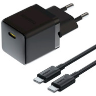 Зарядное устройство BASEUS Palm Fast Charger 1C 20W EU Cluster Black w/Type-C cable (P10111602113-01)