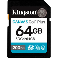 Карта памяти KINGSTON SDXC Canvas Go! Plus 64GB UHS-I U3 V30 Class 10 (SDG4/64GB)