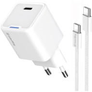 Зарядное устройство COLORWAY GaN Mini 30W 1xUSB-C Fast Charging White w/Type-C cable (CW-CHS054PDC-WT)