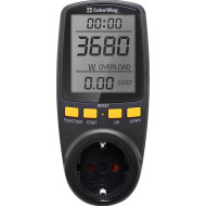 Ваттметр COLORWAY W/V/A/C/Hz/KWh 16A/3520W (CW-VM16-02D)