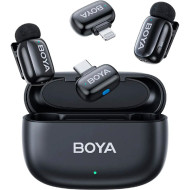 Беспроводной петличный микрофон BOYA Mini 12 2-Person Tiny Wireless Microphone System Lightning & USB-C Connectors Black