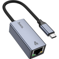 Сетевой адаптер HOCO UA37 Type-C Ethernet Adapter Metal Gray