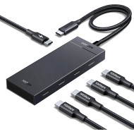 USB-хаб UGREEN CM806 5-in-1 Type-C to 4xType-C 3.2 Gen2 10G with PD Power Port Black (55334)