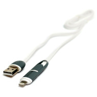 Кабель POWERPLANT USB2.0 AM/Apple Lightning/Micro-BM Flat White 1м (KD00AS1292)