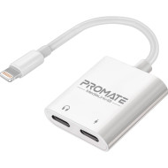 Адаптер PROMATE MediaLink-I2i Dual Port Audio and Charge Lightning Adapter White