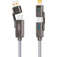 Кабель XO NB275 4-in-1 Type-C/USB-A to Type-C/Lightning 1м Gray
