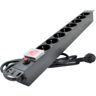 Блок розеток PIPO 19", 1U, 8xSchuko, 10А, с выключателем, 1.8м