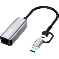 Сетевой адаптер COLORWAY USB-C/A 3.0 to RJ-45 Gigabit Ethernet