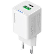 Зарядное устройство COLORWAY GaN Mini 20W 1xUSB-A, 1xUSB-C Fast Charging White (CW-CHS062PD-WT)