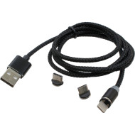 Кабель PATRON USB2.0 3-in-1 AM to Lightning + MicroUSB + USB-C 1м (PN-MAGN-3IN1)