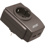 Сетевой фильтр-розетка 2E 2E-AD120U Black, 2xUSB