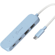 USB-хаб J5CREATE Eco-Friendly USB-C to 4-Port Type-C & Type-A Gen 2 Hub Fresh Cyan (JCH342EC-N)